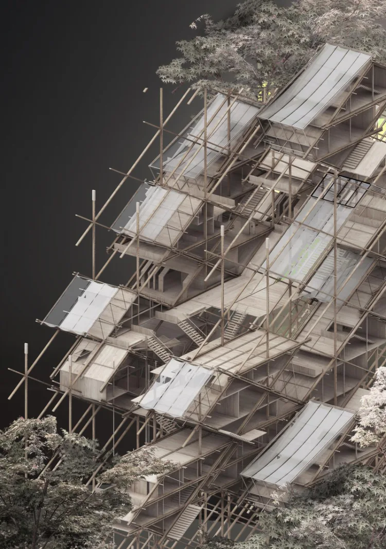 BIM建筑|2020基准杯三等奖 | 传统木构演绎中式超级寓所，预制模块解答疫情居所之困
