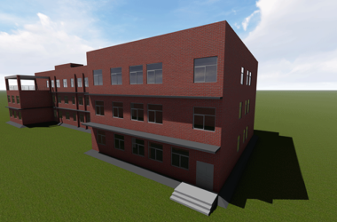 某幼儿园建筑模型，CAD、Revit、Lumion渲染出图含自建窗族构件-BIM建筑网