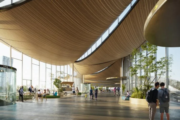 BIM建筑|用一叶屋顶整合的交通枢纽/BIG