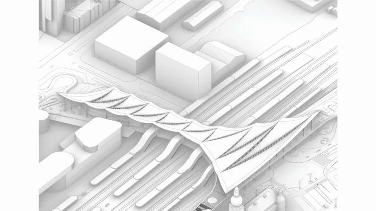 BIM建筑|用一叶屋顶整合的交通枢纽/BIG
