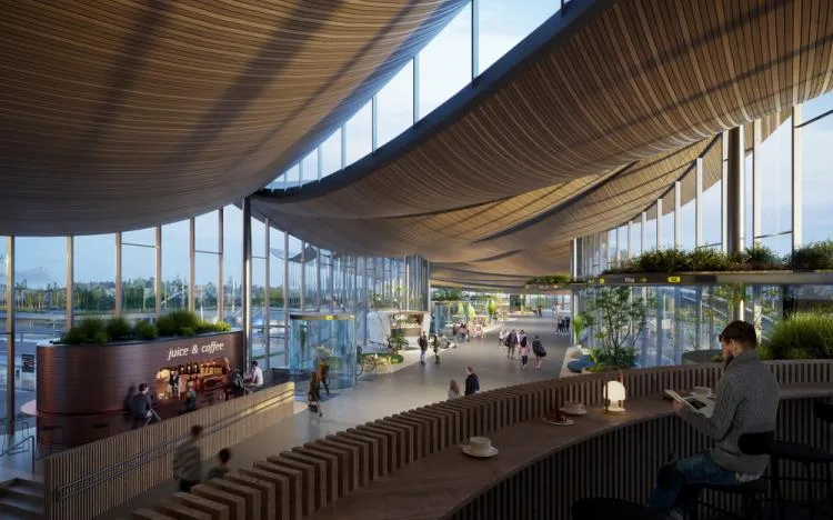 BIM建筑|用一叶屋顶整合的交通枢纽/BIG