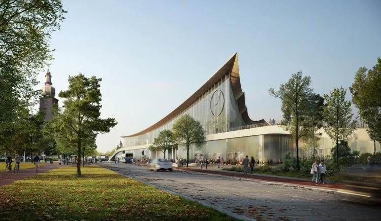 BIM建筑|用一叶屋顶整合的交通枢纽/BIG