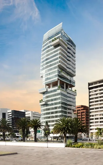 BIM建筑|卡洛斯·萨帕塔设计厄瓜多尔的弧形玻璃塔楼
