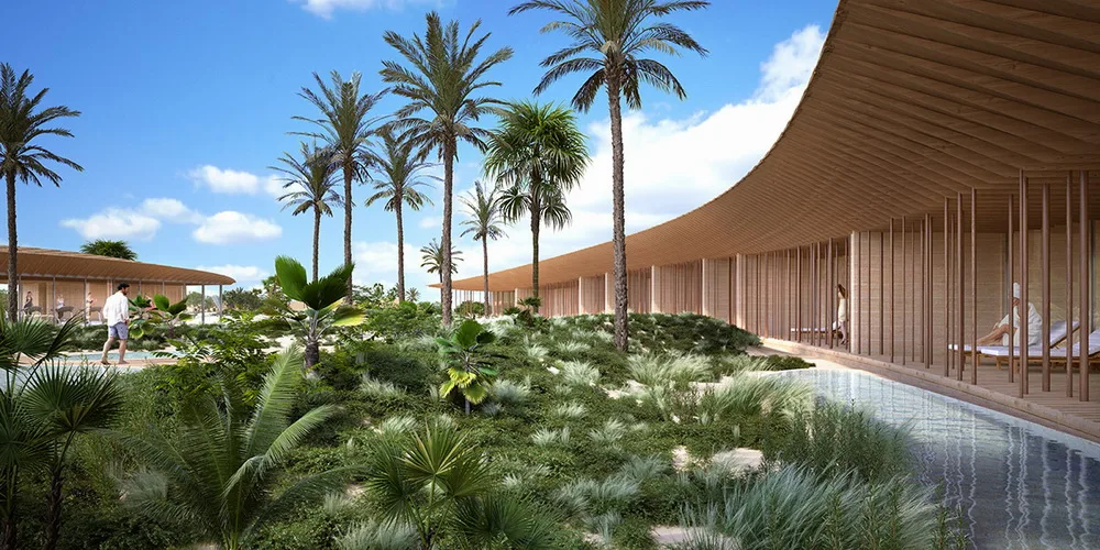 BIM建筑|隈研吾沙特阿拉伯度假村方案：在水陆间起伏