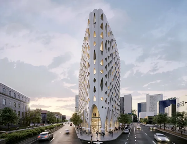 BIM建筑|甘工作室在丹佛设计扇贝表面酒店