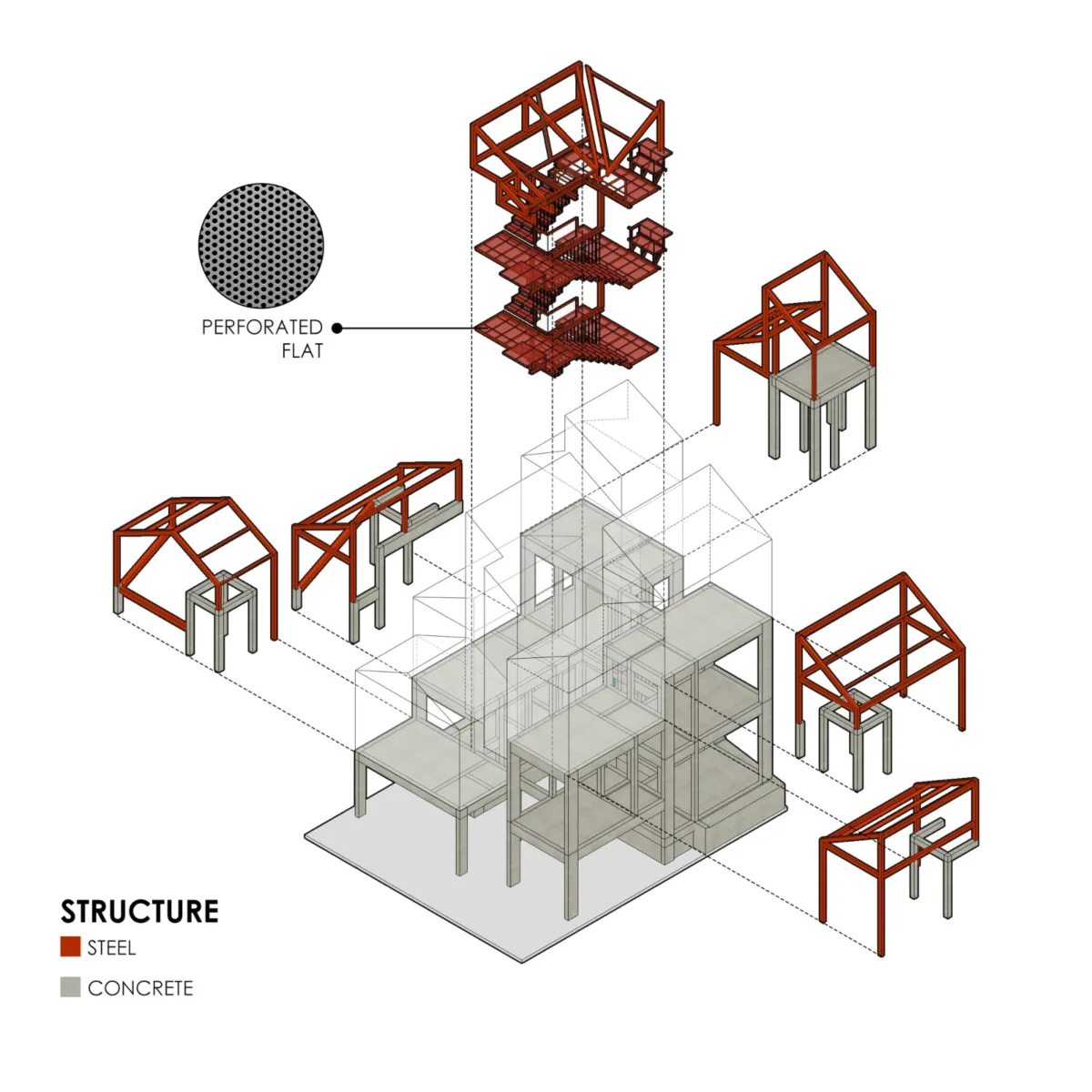 BIM建筑|'逐步堆叠‘ 红区寄宿公寓 / Ismail Solehudin Architecture