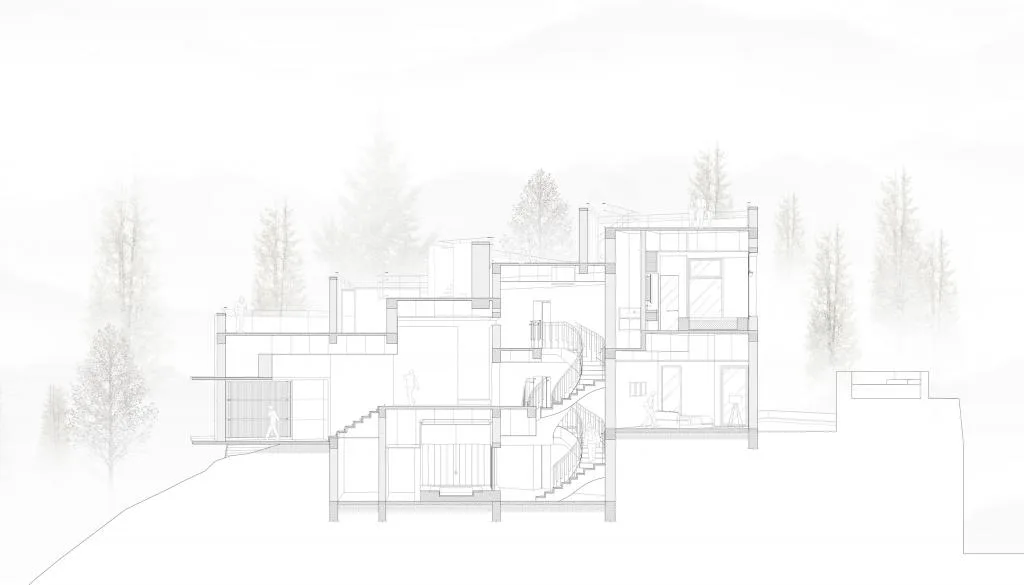BIM建筑|高山流水 松林里的红色石屋 / 素建筑设计事务所