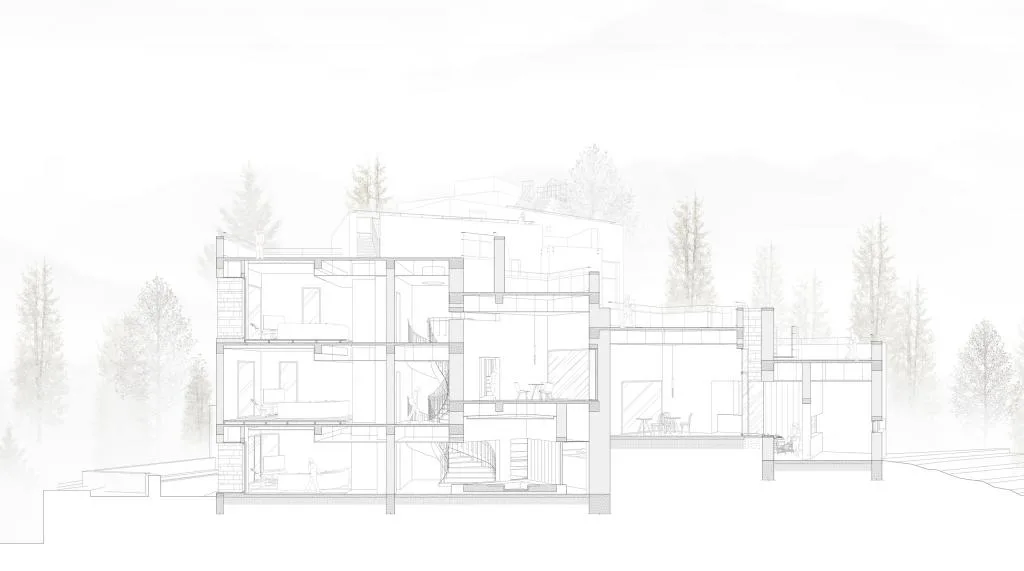 BIM建筑|高山流水 松林里的红色石屋 / 素建筑设计事务所