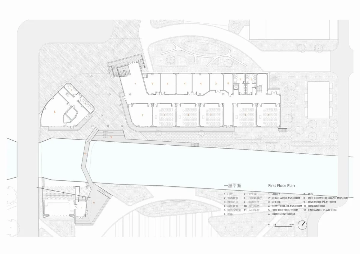 BIM建筑|桥上教学楼 - 盐城外国语学校创新中心 / 普泛建筑