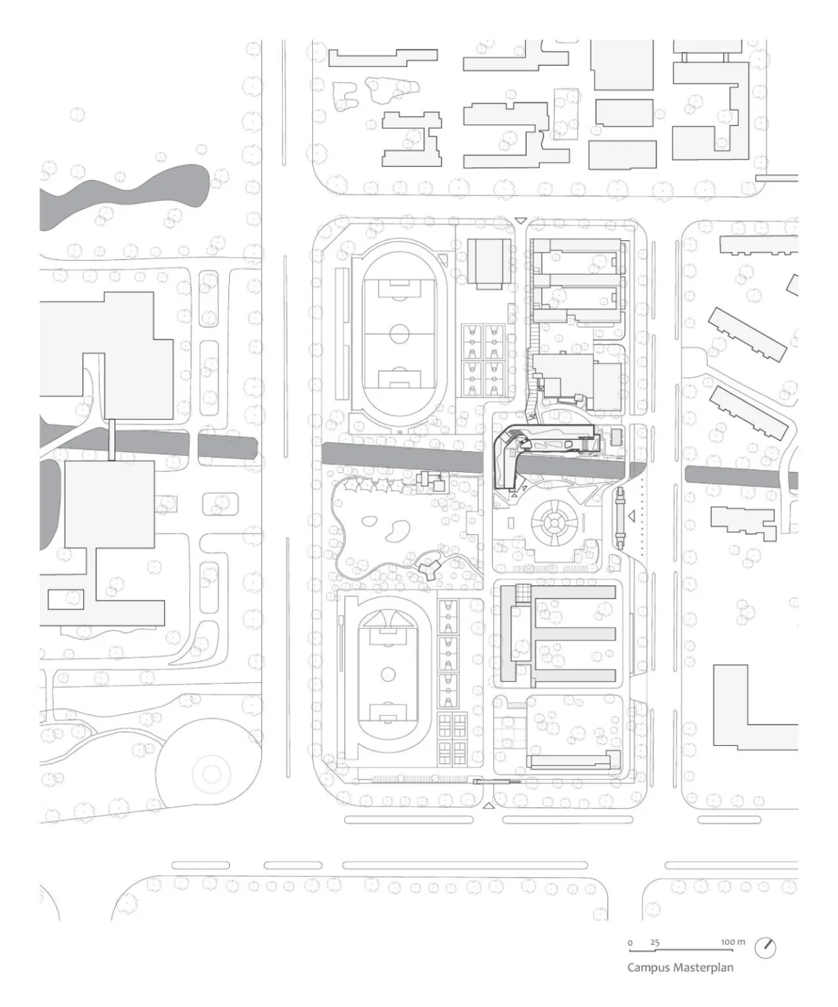 BIM建筑|桥上教学楼 - 盐城外国语学校创新中心 / 普泛建筑