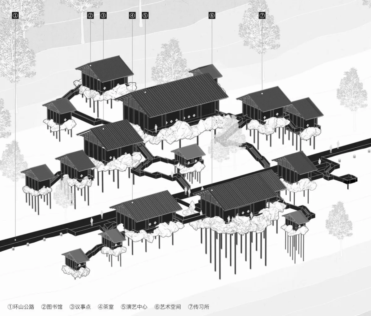 BIM建筑|雷山云屋：西江千户苗寨文化中心方案设计 / 外行建筑