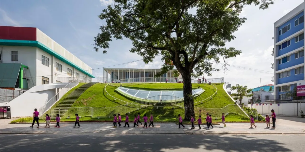 BIM建筑|山坡下的秘密基地：TTC Elite Ben Tre 幼儿园 / KIENTRUC O