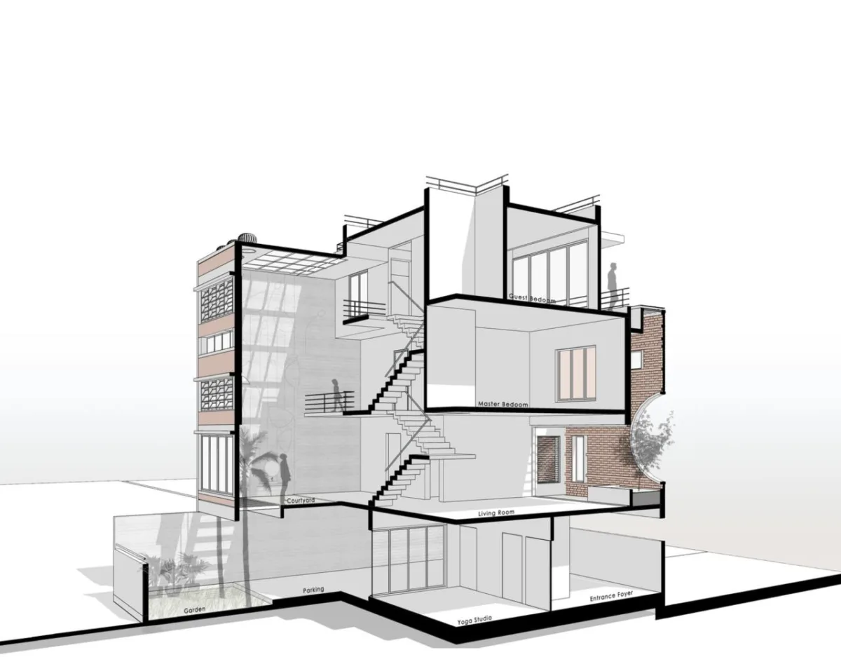 BIM建筑|三代同堂之家：Samruddhi 住宅 / AANGAN Architects