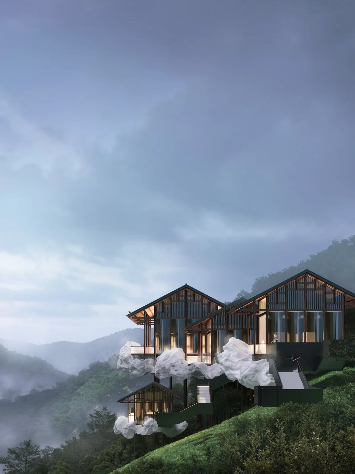 BIM建筑|雷山云屋：西江千户苗寨文化中心方案设计 / 外行建筑
