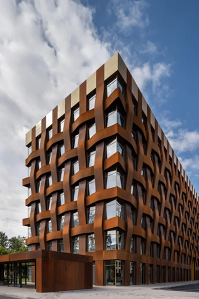 BIM建筑|乔班工作室使用科顿钢制作编织立面