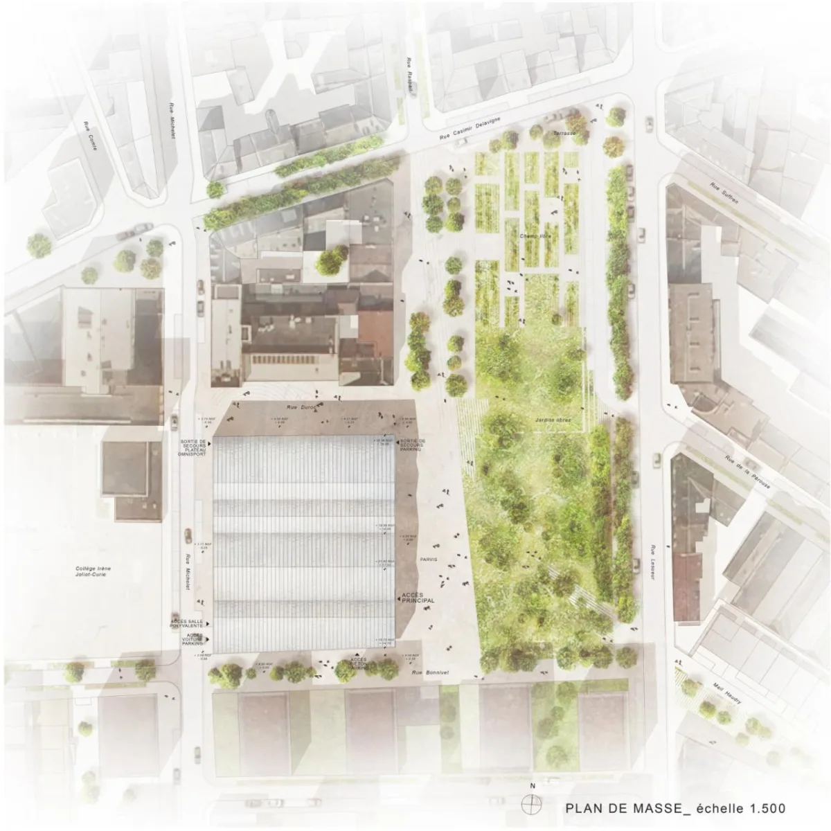BIM建筑|Pôle Simone Veil 多功能运动中心 / K architectures Sigwalt Herman