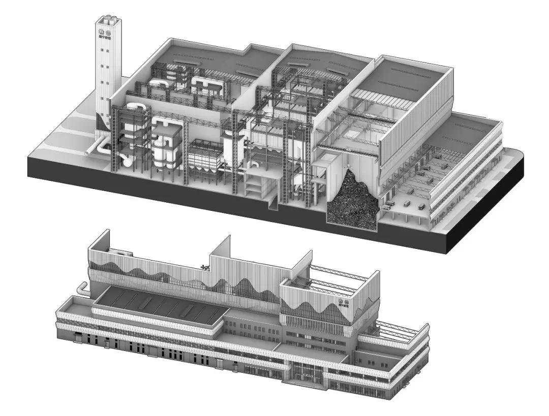 BIM建筑|南宁市双定循环经济产业园生活垃圾焚烧发电厂/ UUA
