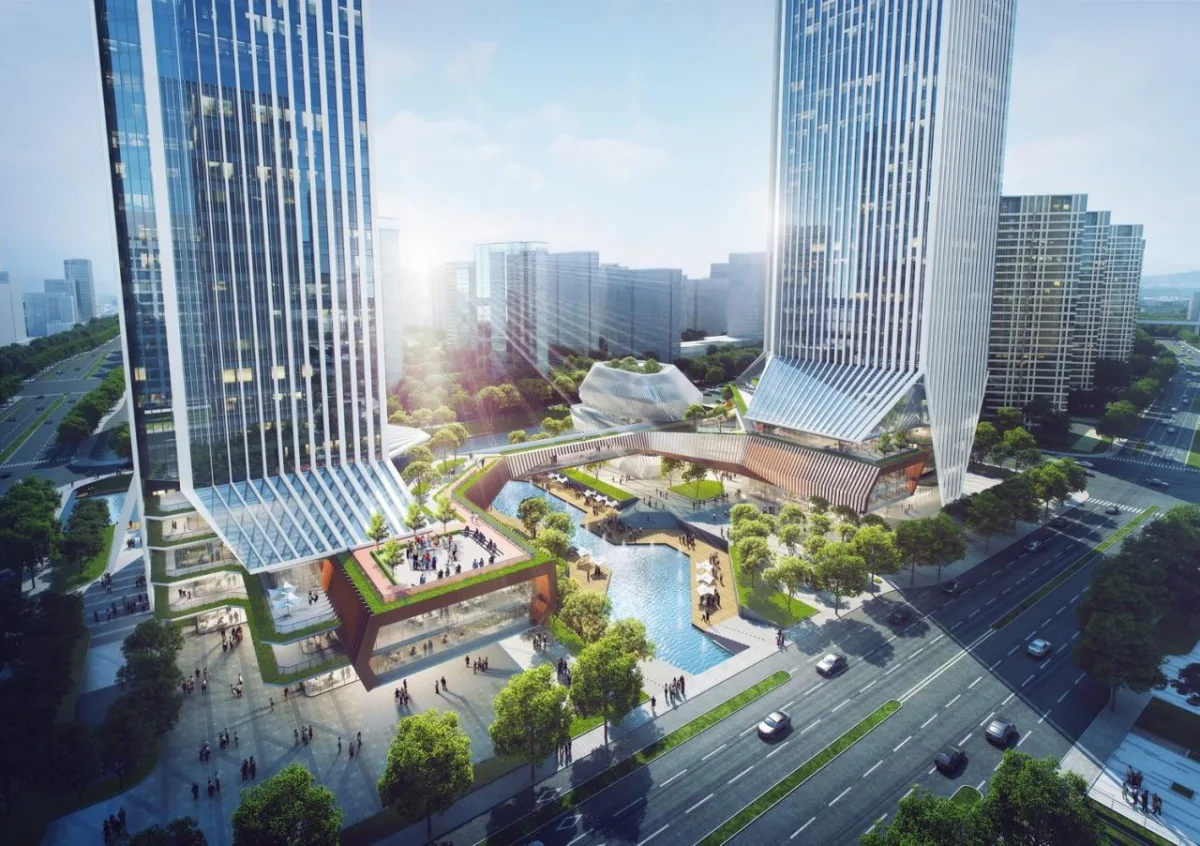 BIM建筑|GEN方案 | 一桥两相望:苏州高铁新城双子塔