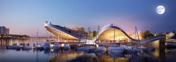 BIM建筑|赫兹维克在首尔滨水区设计“叶子”码头