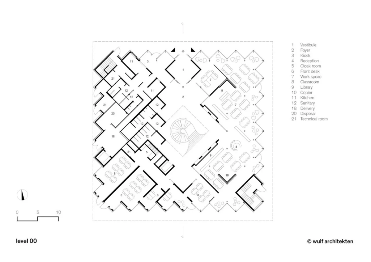 BIM建筑|旋转45度，校园食堂与媒体中心 / wulf architekten
