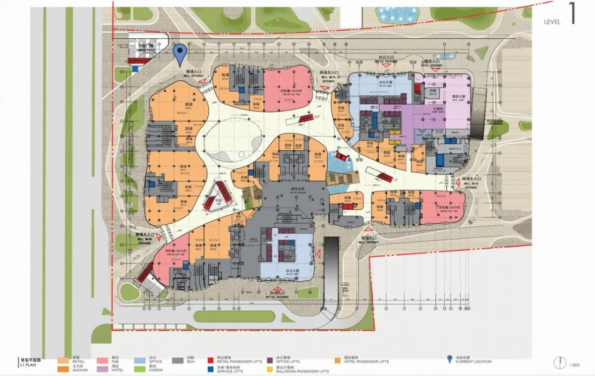 BIM建筑|西安南飞鸿乐荟中心，城市生态商业体 / Aedas