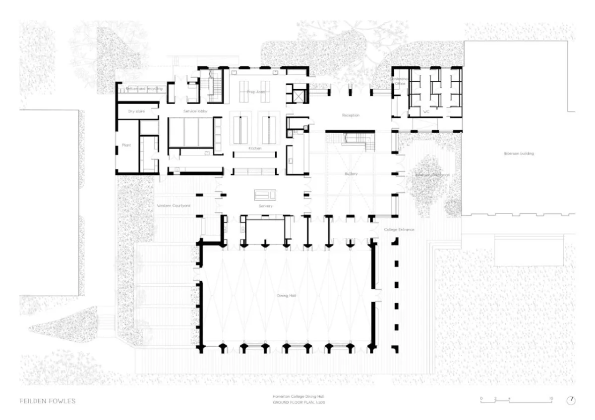 BIM建筑|复古绿釉，剑桥大学食堂 / Feilden Fowles