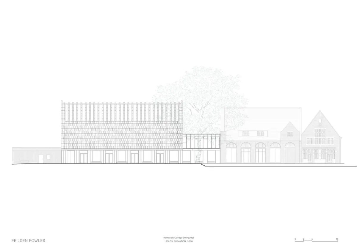BIM建筑|复古绿釉，剑桥大学食堂 / Feilden Fowles