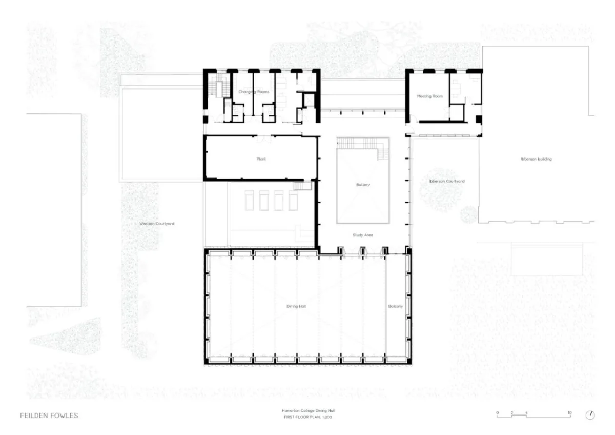 BIM建筑|复古绿釉，剑桥大学食堂 / Feilden Fowles
