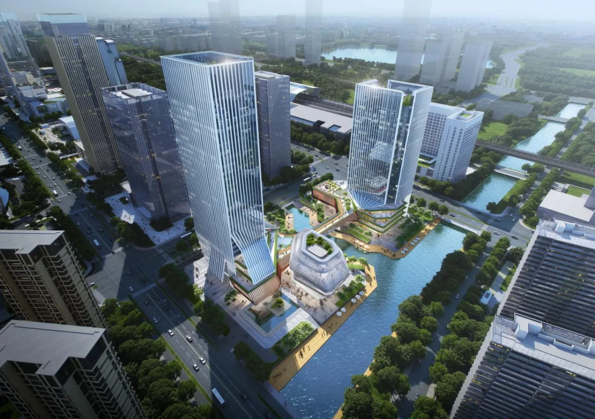 BIM建筑|一桥两相望:苏州高铁新城双子塔 / 简和建筑