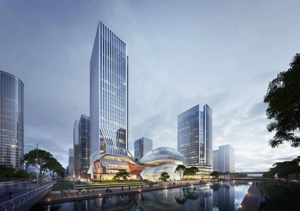 BIM建筑|一桥两相望:苏州高铁新城双子塔 / 简和建筑