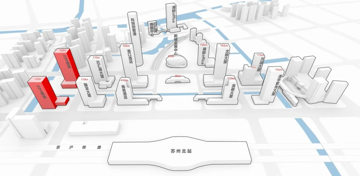 BIM建筑|一桥两相望:苏州高铁新城双子塔 / 简和建筑