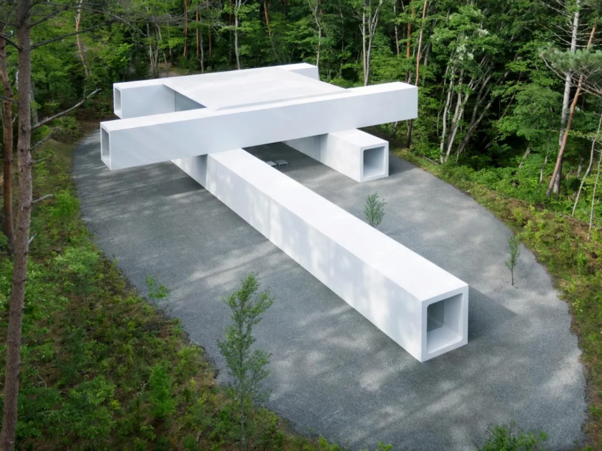 BIM建筑|日本长野极简酒店 Culvert，预制混凝土隧道 / nendo