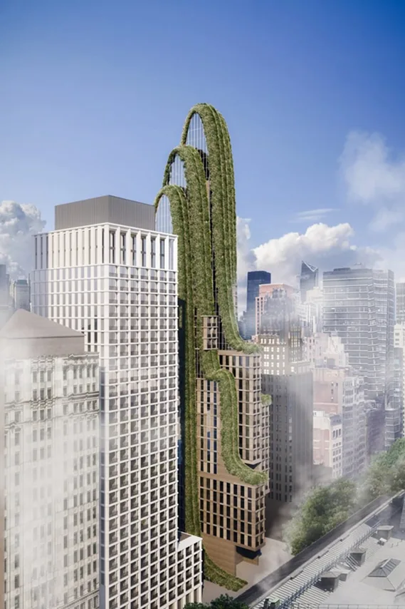 BIM建筑|弗拉尔工作室构想覆盖花朵的曼哈顿塔楼