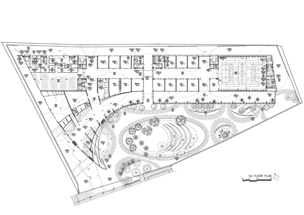 BIM建筑|扇形展开，泰国吞武里校园 SISB / Plan Architect
