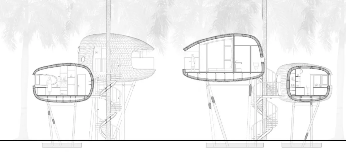 BIM建筑|丛林树屋：在加勒比海边做一场满是棕榈叶的梦 / 繁星建筑工作室