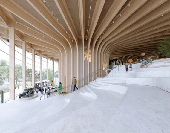 BIM建筑|亨宁·拉森为沃尔沃体验中心设计树状木材建筑