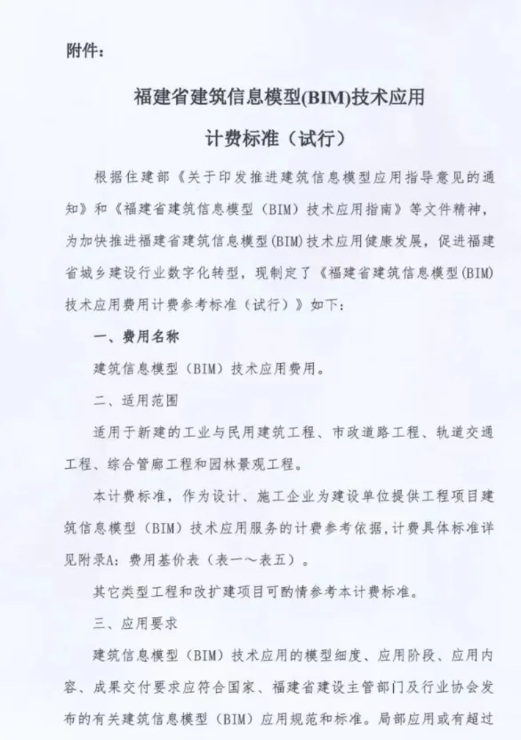 BIM问答|关于印发《福建省建筑信息模型(BIM)技术应用计费标准（试行）》的通知
