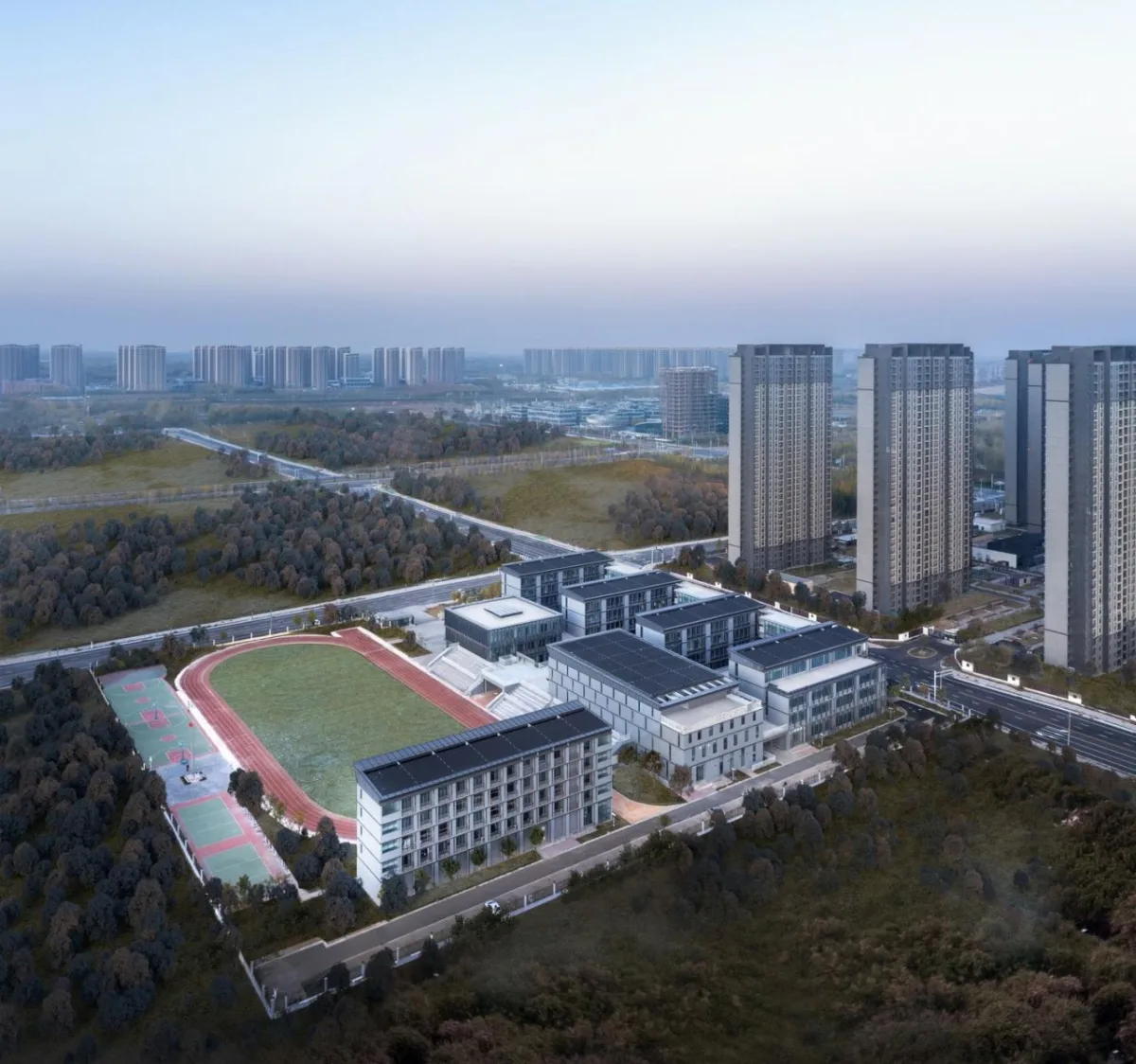 BIM建筑|郑州航空港第八安置区配套中学暨郑州第130中学 / 上海联创设计集团