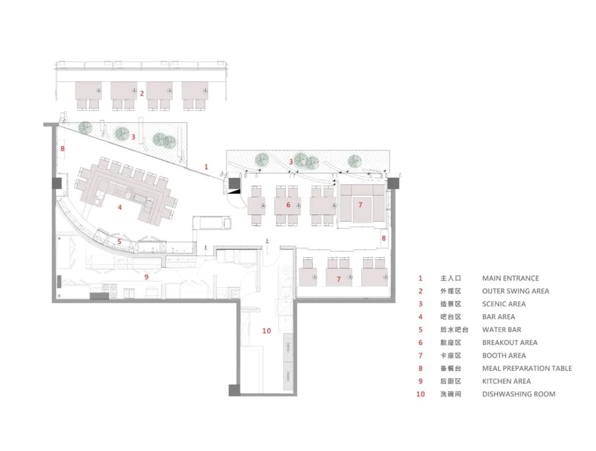 BIM建筑|街角的红色酒场：鸟焱·烧物 / TRIOSTUDIO三厘社