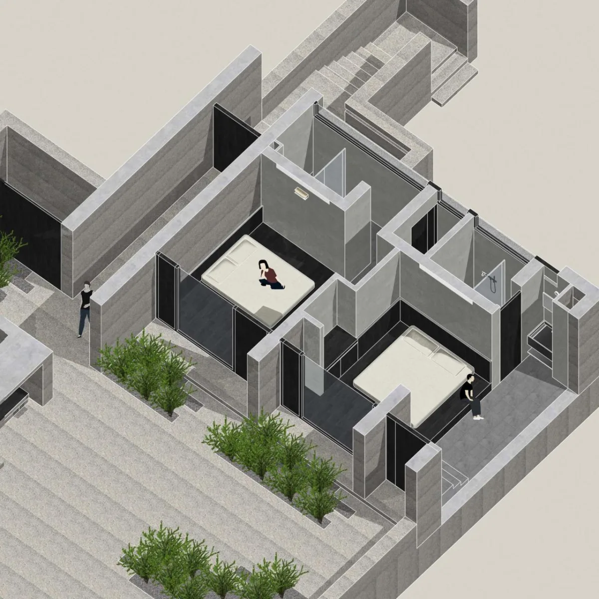 BIM建筑|一山间慢院：长城下的桥 / 叙事空间建筑事务所