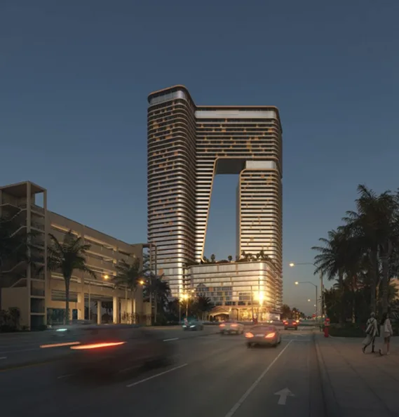 BIM建筑|奥达工作室设计用钢网包裹的锥形摩天大楼