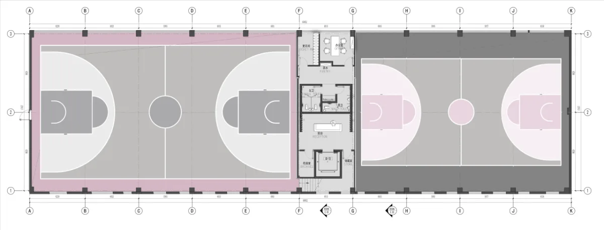 BIM建筑|少女心篮球馆：元素体育篮球馆橄榄树店 ，昆明 / 平介设计