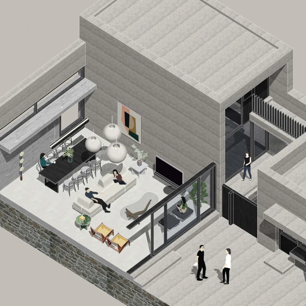 BIM建筑|一山间慢院：长城下的桥 / 叙事空间建筑事务所
