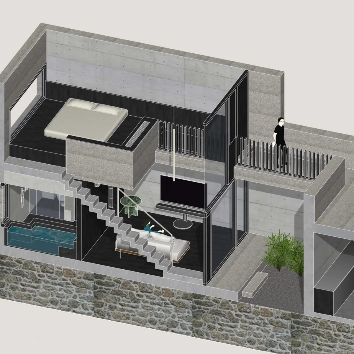 BIM建筑|一山间慢院：长城下的桥 / 叙事空间建筑事务所