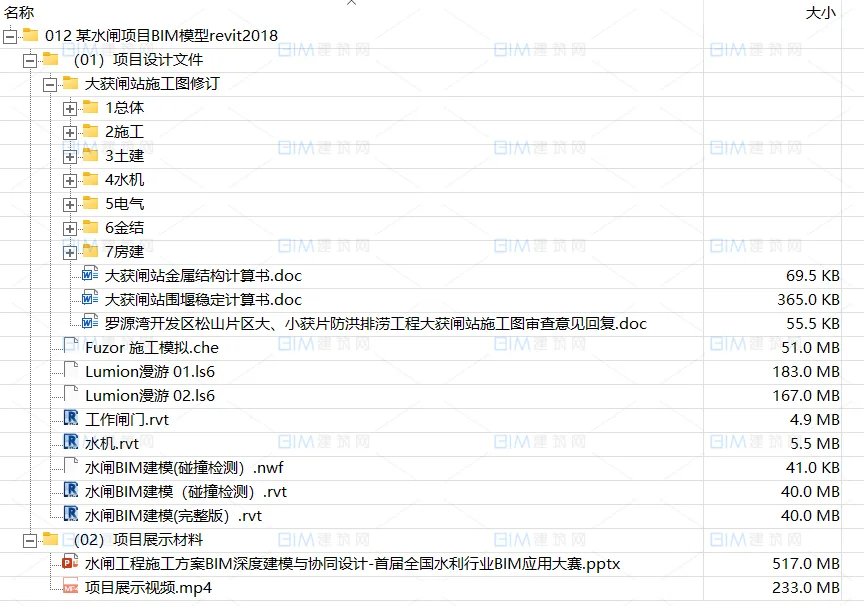 水利项目BIM模型水闸工程施工方案BIM深度建模与协同设计，BIM模型CAD图纸汇报PPT展示视频