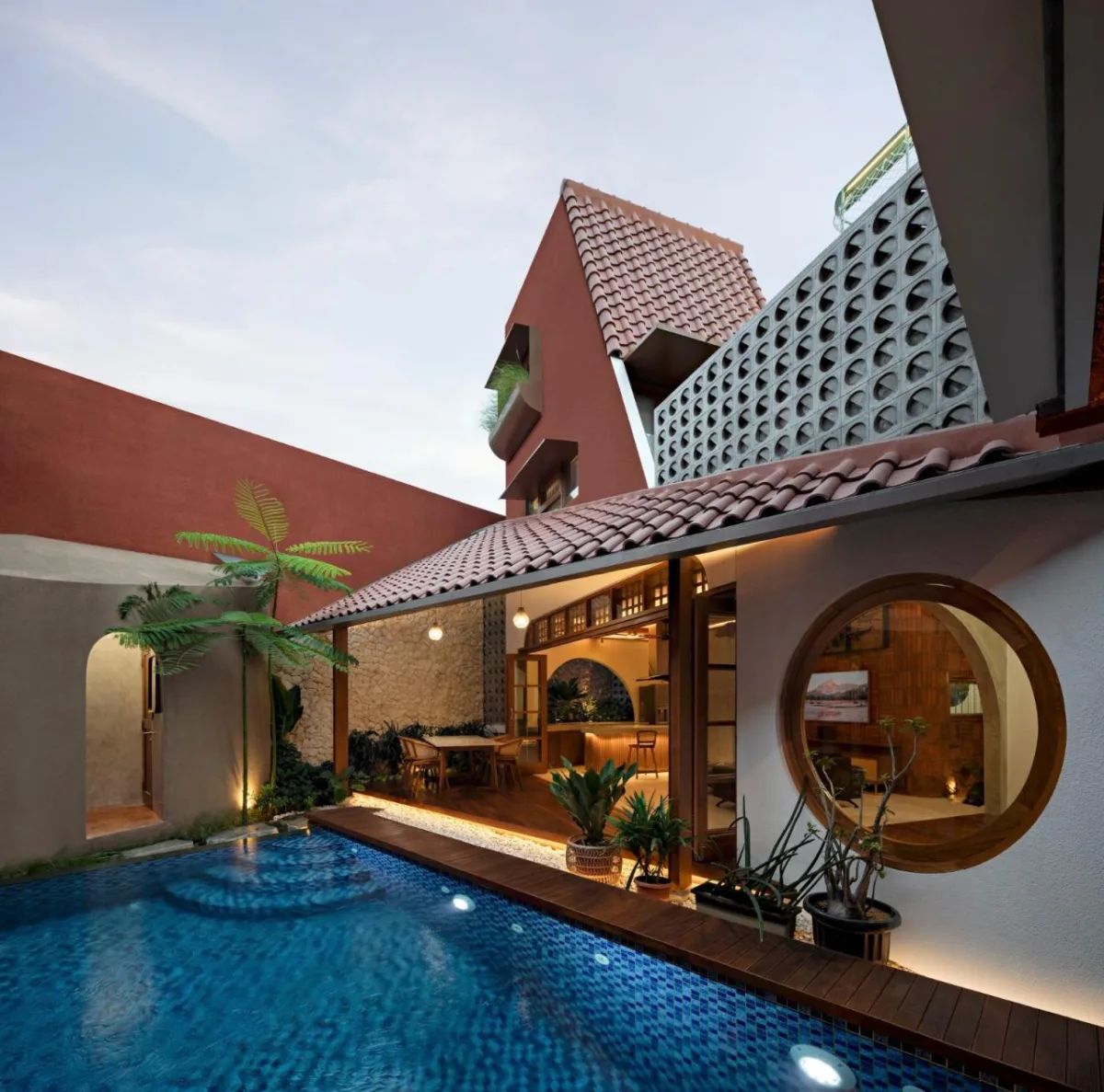 BIM建筑|爪哇屋顶+旋转房间，分心的房子 / Ismail Solehudin Architecture