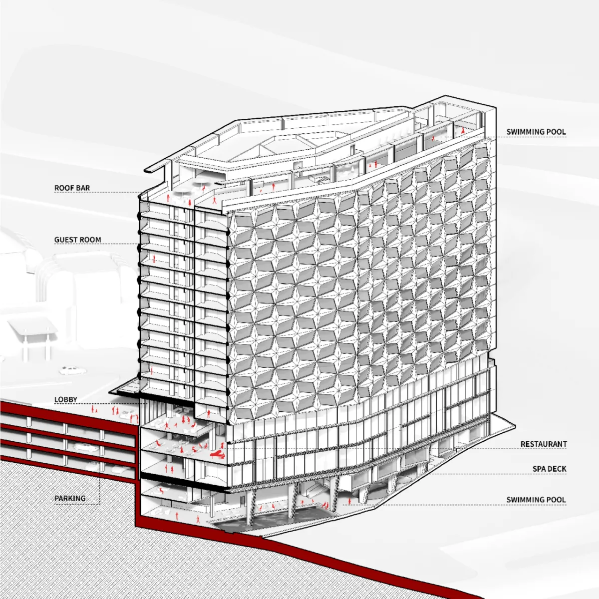 BIM建筑|洛杉矶环球影城希尔顿酒店扩建 / 朱培栋-line+建筑事务所