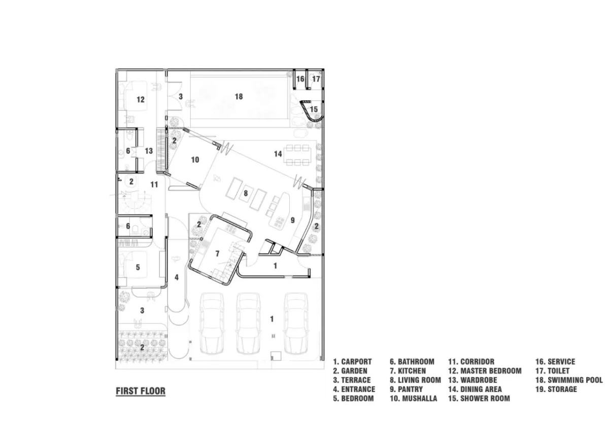 BIM建筑|爪哇屋顶+旋转房间，分心的房子 / Ismail Solehudin Architecture