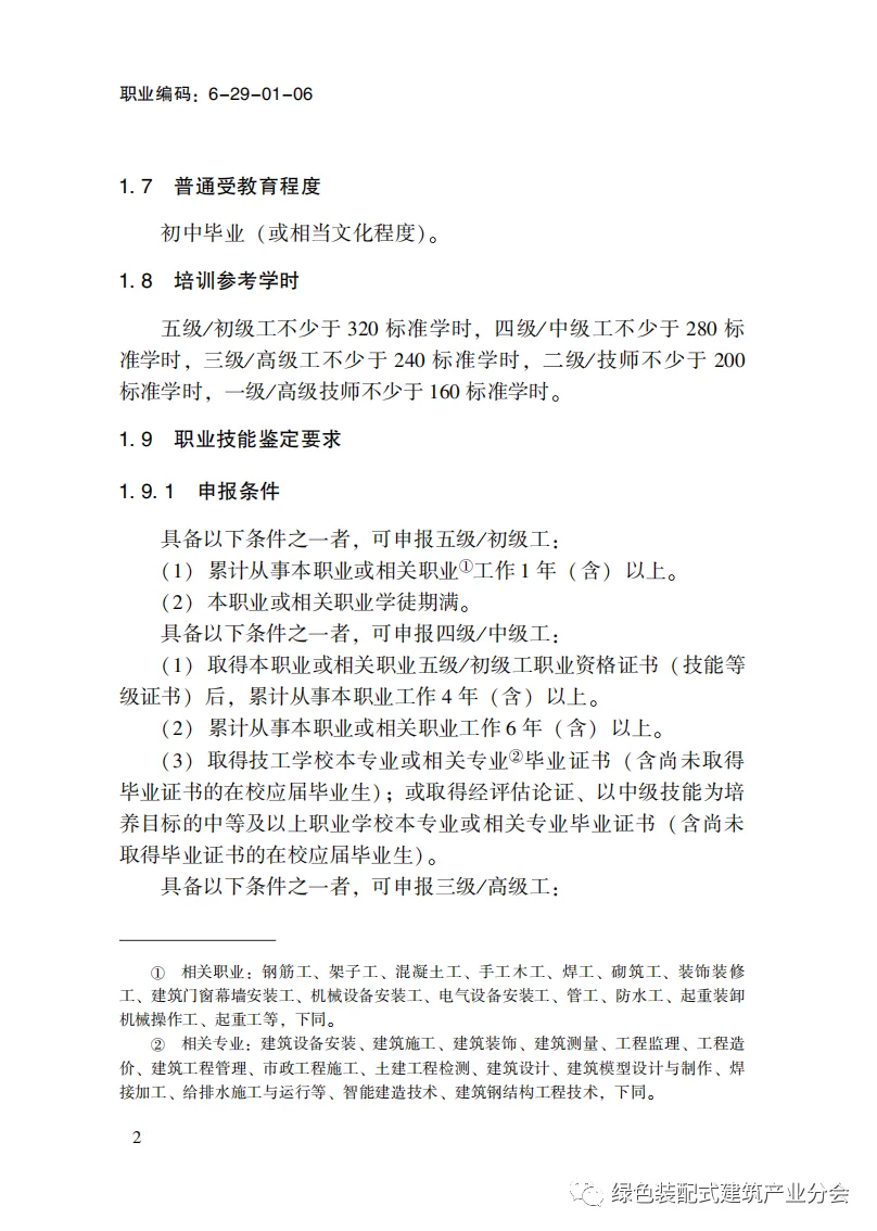 装配式政策|国家职业标准《装配式建筑施工员》职业编码: 6-29-01-06 正式发布