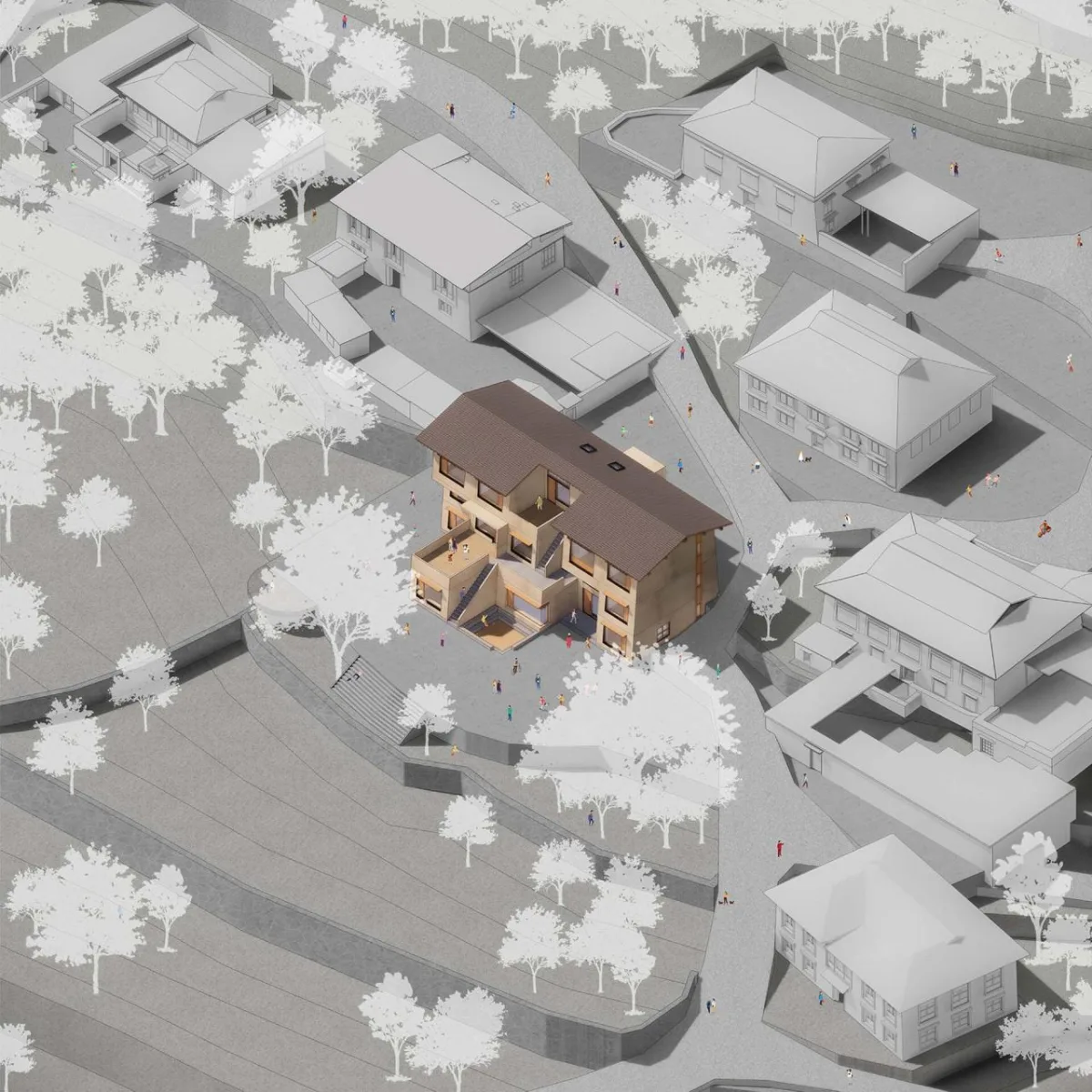 BIM建筑|雪山下的碉房-西藏嘎玛溪卡民宿 / hyperSity Architects